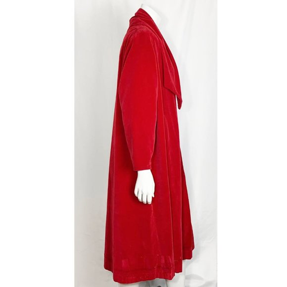VINTAGE 1930'S Handmaid's Tale Holiday Velvet Maxi Coat w/ built in scarf - Picture 2 of 8